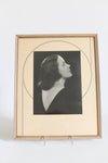 Vintage 1930s Silver Black Cream Art Deco Matte Framed Glamorous Side Silhouette Female Portrait