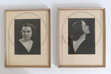 Vintage 1930s Silver Black Cream Art Deco Matte Framed Glamorous Female Portrait