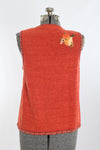 Vintage 1990s Small Orange Harvest Theme Zippered Sweater Vest | by Tiara International