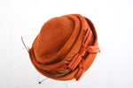 Vintage 1950s Orange Felted Fur Feathered Tilt Hat | By Brigitte