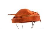 Vintage 1950s Orange Felted Fur Feathered Tilt Hat | By Brigitte