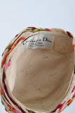 Vintage 1960s Cream Silk Rainbow Ribbon Turban Hat | by Christian Dior