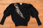 Vintage 1980s Large Black Sequin Leg of Mutton Sweater | by Sideeffects