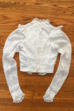 Antique 1890s Victorian White Cotton Voile Pouter Pigeon Blouse