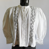 Antique Early 1900s XS White Traditional Hardanger Bunad Blouse