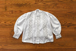 Antique Early 1900s XS White Traditional Hardanger Bunad Blouse