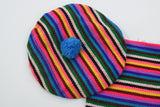 Vintage 1970s Rainbow Poncho Beret Purse Matching Little Girl Set