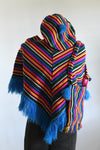 Vintage 1970s Rainbow Poncho Beret Purse Matching Little Girl Set