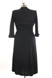 Vintage 1940s Medium Black Crepe Beaded Cocktail Dress | by Form Fit