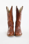 Vintage 1970s 7.5D Brown Leather Printed Design Cowboy Boots | by Dingo