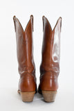 Vintage 1970s 7.5D Brown Leather Printed Design Cowboy Boots | by Dingo