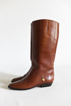 Vintage 1980s Size 8N Brown Short Heel Tall Leather Boots | by Etienne Agner