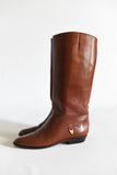 Vintage 1980s Size 8N Brown Short Heel Tall Leather Boots | by Etienne Agner