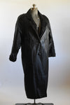 Vintage 1980s Large Black Leather Gold Suede Long Duster Coat | by Maggie Lawrence