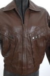 Vintage 1980s Youth Large Brown Leather Bomber Coat | by KC Collections