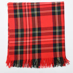 Vintage 1950s Red Wool Acrylic Blend Plaid Lightweight Throw Blanket | 53.5" W X 60" L