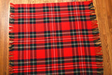 Vintage 1950s Red Wool Acrylic Blend Plaid Lightweight Throw Blanket | 53.5" W X 60" L