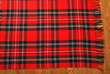 Vintage 1950s Red Wool Acrylic Blend Plaid Lightweight Throw Blanket | 53.5" W X 60" L