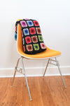 Vintage Black Wool Granny Squares Afghan Throw Blanket | Handmade 59" X 42"