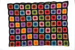 Vintage Black Wool Granny Squares Afghan Throw Blanket | Handmade 59" X 42"