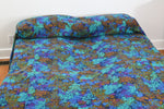 Vintage 1970s Blue Purple Botanical Full Size Bedspread | Handmade 112" X 96"