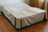 Vintage 1970s Blue Purple Botanical Full Size Bedspread | Handmade 112" X 96"