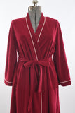 Vintage 1970s Medium Maroon Red Fleece Robe | by Vanity Fair