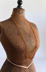 Vintage 1920s Amber Yellow Hand Knotted Beaded Graduated Glass Necklace