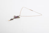 Antique 1900s Purple Glass Lavalier Double Pendant Necklace | by Foster & Bailey