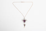 Antique 1900s Purple Glass Lavalier Double Pendant Necklace | by Foster & Bailey