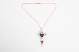 Antique 1900s Purple Glass Lavalier Double Pendant Necklace | by Foster & Bailey