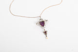 Antique 1900s Purple Glass Lavalier Double Pendant Necklace | by Foster & Bailey