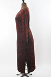 Vintage 1990s Size 14 Maroon Black Velvet Whimsigoth Long Sleeve Dress | by Wild Rose