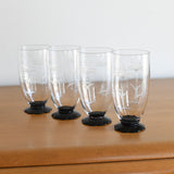 Vintage 1930s Etched Ice Tea Glasses Black Pond Lily Foot Set of 4 | by Weston