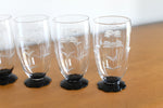 Vintage 1930s Etched Ice Tea Glasses Black Pond Lily Foot Set of 4 | by Weston