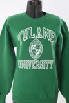 Vintage 1980s Small Green Tulane University Crew Neck Pullover Sweatshirt | by Jansport