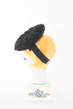 Vintage 1940s Black Curly Persian Lamb Donut Ring Ribbon Tilt Hat