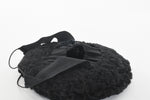 Vintage 1940s Black Curly Persian Lamb Donut Ring Ribbon Tilt Hat