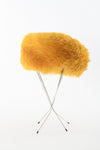 Vintage 1960s Yellow Dyed Shearling Mod Winter Hat