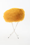 Vintage 1960s Yellow Dyed Shearling Mod Winter Hat