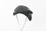 Vintage 1950s Black Sequin Felted Wool Cocktail Hat