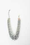 Vintage 1960s Blue Gray 3 Strand Faux Pearl Beaded Necklace