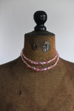 Vintage 1950s Pink Iridescent Aurora Borealis 2 Strand Crystal Beaded Necklace