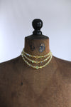 Vintage 1950s Yellow Iridescent Aurora Borealis 3 Strand Crystal Beaded Necklace