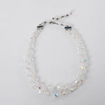 Vintage 1950s Clear Iridescent Aurora Borealis 2 Strand Crystal Beaded Necklace