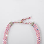 Vintage 1950s Pink Iridescent Aurora Borealis 2 Strand Crystal Beaded Necklace