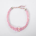 Vintage 1950s Pink Iridescent Aurora Borealis 2 Strand Crystal Beaded Necklace