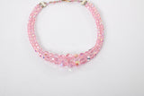 Vintage 1950s Pink Iridescent Aurora Borealis 2 Strand Crystal Beaded Necklace