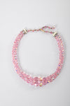 Vintage 1950s Pink Iridescent Aurora Borealis 2 Strand Crystal Beaded Necklace