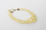 Vintage 1950s Yellow Iridescent Aurora Borealis 3 Strand Crystal Beaded Necklace